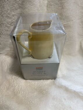Martha Stewart Ceramic Sugar Bowl & Creamer Set - Pastel Yellow - New In Box